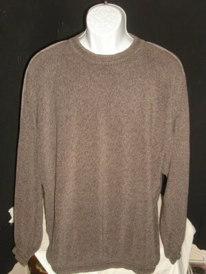 St Croix Shop Heathered Brown Heavy Cotton/Tencel Blend Crewneck L/S Sweater XLT - Image 1 of 4