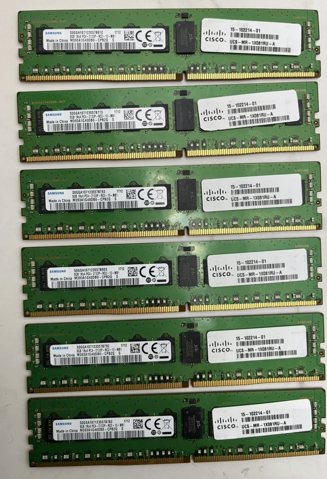 6x8GB 48GB CISCO 15-102214-01 8GB DDR4 - SERVER MEMORY- Ref:D - Image 1 of 3
