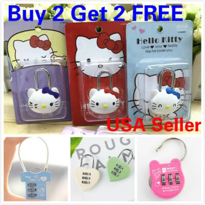 7 Styles of Digit Combination Lock Hello Kitty Luggage Gym School Padlock Metal