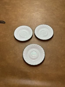 Corelle/Corning Callaway Swirl Green Ruffled Rim/ Coffee/Tea Saucer  Set of 3 - Picture 1 of 3