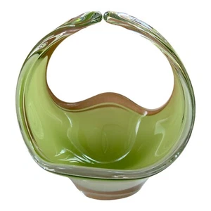 Paul Kedelv Signed Flygsfors Coquille Art Glass Avocado Green Sculpture - Picture 1 of 24