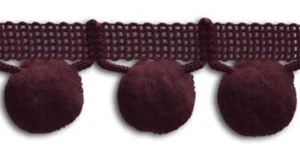 TRIMPLACE EGGPLANT 1-1/4 INCH JUMBO BALL FRINGE 10 Yards - Picture 1 of 1