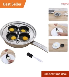 Egg Poacher Pan Stainless Steel 4 Cups Induction Cooktop Nonstick Cookware Set - Picture 1 of 9