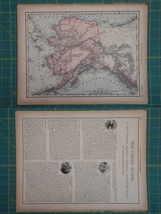 Alaska Vintage Original 1894 Rand McNally World Atlas Map Lot - Picture 1 of 6