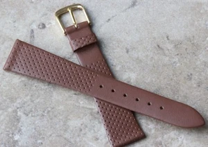 Correa de reloj delgada vintage de 19 mm de cuero marrón hecho en Europa años 60/70 NOS - Imagen 1 de 3