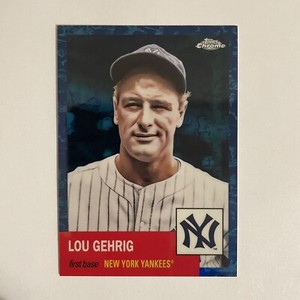 2022 Topps Chrome Platinum Anniversary Lou Gehrig Toile White Blue /199