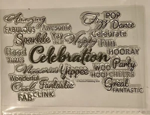 Celebration Sentiments 26 Piece Transparent Stamp Set Scrapbook Cardmaking NEW - Picture 1 of 2