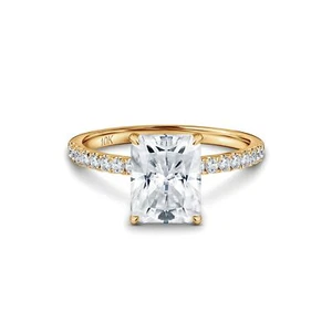 ISAAC WOLF 3CT Radiant Cut Pavé Moissanite Engagement Ring in 10k Gold - Picture 1 of 4