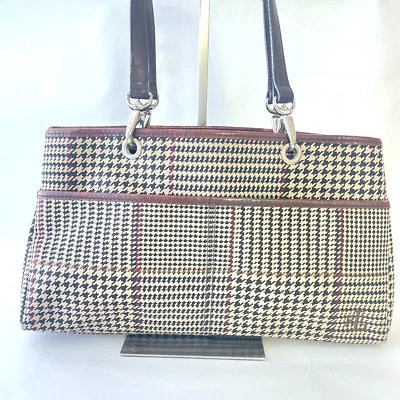 Bolso de Mano Ralph Lauren Pata de Gallo Gris Marrón Foto 1 de 4