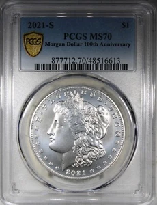 2021-S Morgan Dollar PCGS MS70 100th Anniversary Coin - Picture 1 of 2