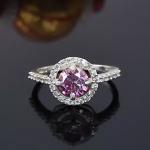 Zertifizierter 1,5ct natürlicher VVS1 rosa Diamant Solitär Ring in 925 Sterling Silber - Bild 1 von 9