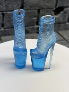 Monster High zombie Lady Gaga Heels doll shoes Boots clear blue - Picture 1 of 10