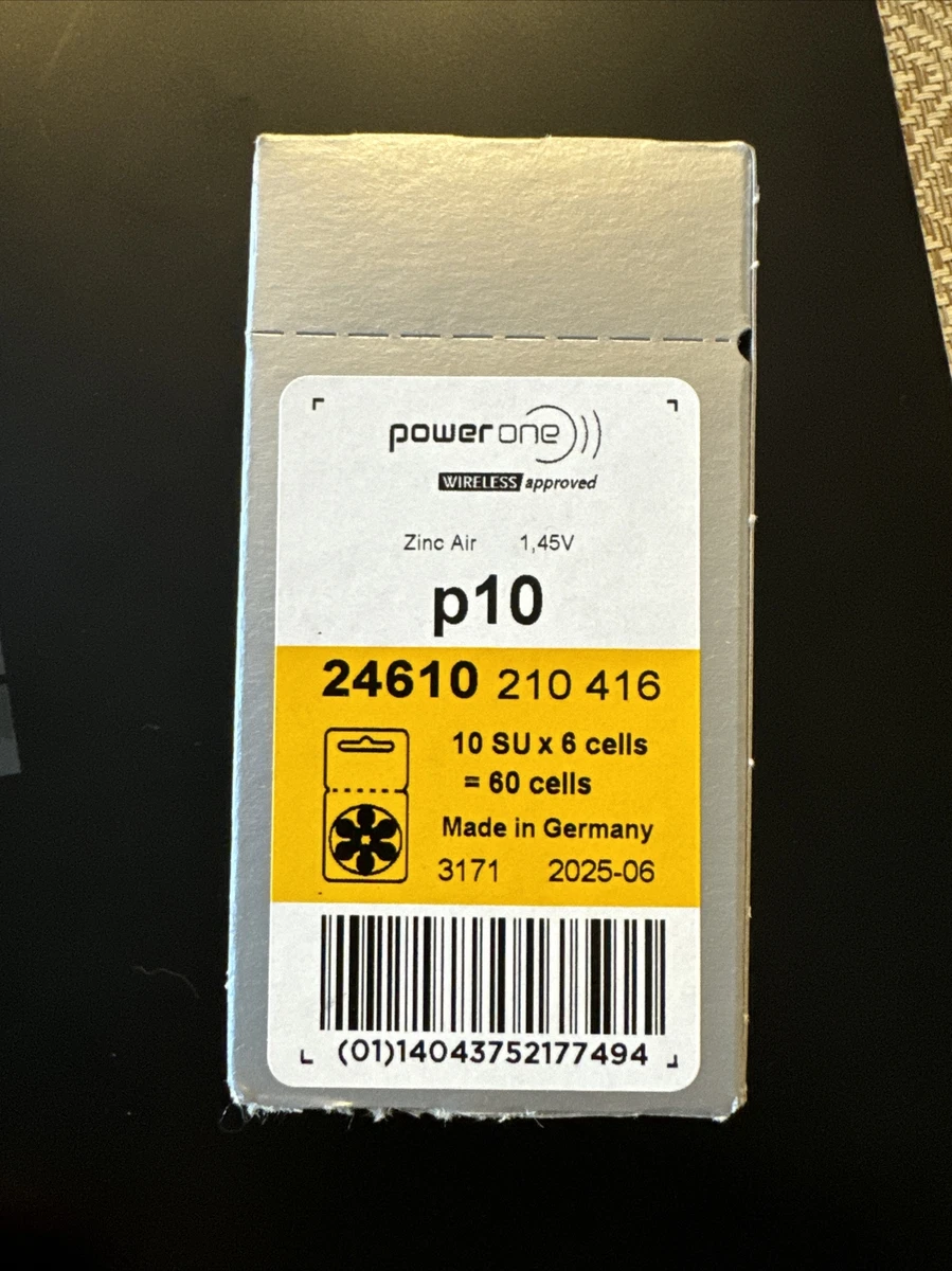 Pilas Powerone Varta P13 Para Audífonos, 60 Unidades, 310 MAh, 1.4V, Sin Mercurio, Fabricadas En Alemania