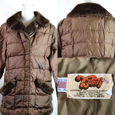 Comfy Down Jacket Women's XL Brown Vintage Inv#W1600 - Image 1 of 4