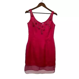 Papell Boutique Vintage Women's 4 Evening Pink Embellished Beaded Mini Dress - Picture 1 of 10