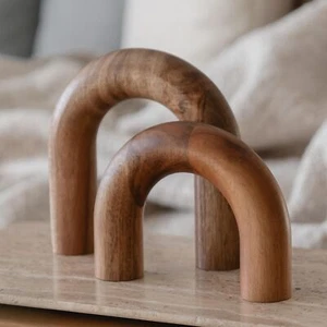 Wood Arch Bookshelf Decor Shelf Decor Accents Coffee Table Decor Items Modern Ho - Picture 1 of 9