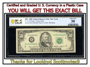 $50 1985 PCGS 'Very Fine 30' 🔥 Fr. 2122-B ⭐️ Federal Reserve Note 🤩 NEW YORK💰 - Picture 1 of 6