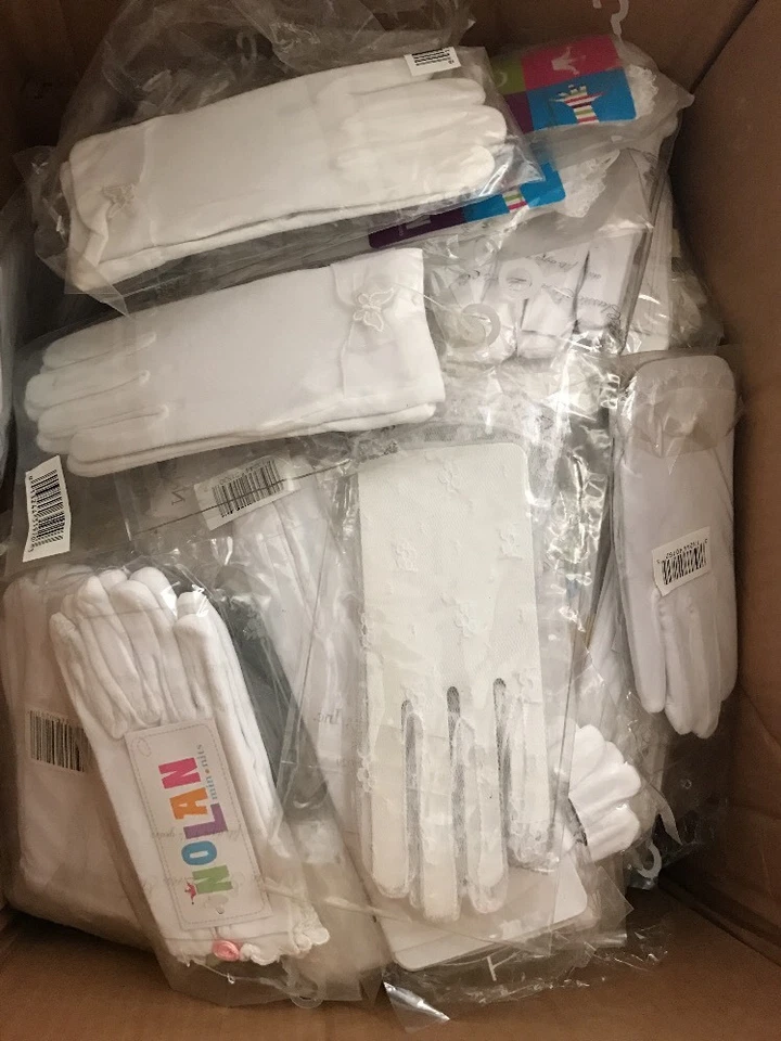 Дюжина 12 пар различных белых детских перчаток подходит для детей от 2 до 14 лет оптовый лот! - Изображение 1 из 4