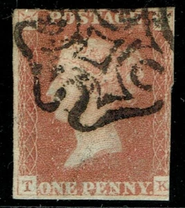 1841 1d Red Black Plate 5 TK Crisp MX STATE TWO Fine Used AS32 Cat. £500.00 - Picture 1 of 1