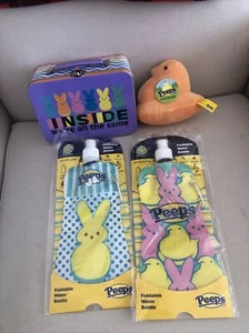 4 Pcs Just Born Marshmallow Peeps Lunchbox, Plush Chick & Water Bottles - NEW!  - Picture 1 of 12