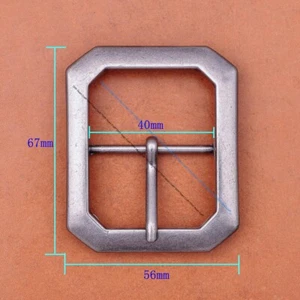 Men Rectangle Heavy Duty Strong Silver Center Bar Pin Belt Buckle Fit 40mm Strap - Picture 1 of 10