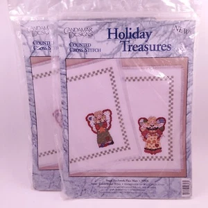 Cross stitch Angel Place Mats Holiday Treasures Candamar Set 2 - Bild 1 von 2