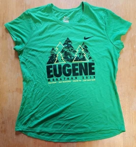Eugene Marathon 2019 Nike Dri-Fit Womens Size L Large Shirt T-Shirt Run Oregon - Picture 1 of 15