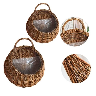 Wandmontage Pflanze Blume Weidengeflecht Korb Hänge Halter Outdoor Blumentopf - Bild 1 von 4