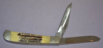 Keen Kutter Trapper 2 Flat Blades Stag Handle Folding Knife 2006 USA -- Great - Image 1 of 4