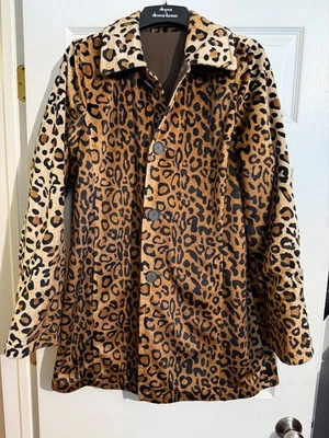 Chaqueta gabardina de lluvia reversible Dennis Basso marrón liso a leopardo talla S Foto 1 de 4