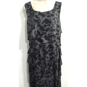 Connected Apparel Damen schwarz silber Pailletten ärmellos Party Midikleid Größe 16 - Bild 1 von 12