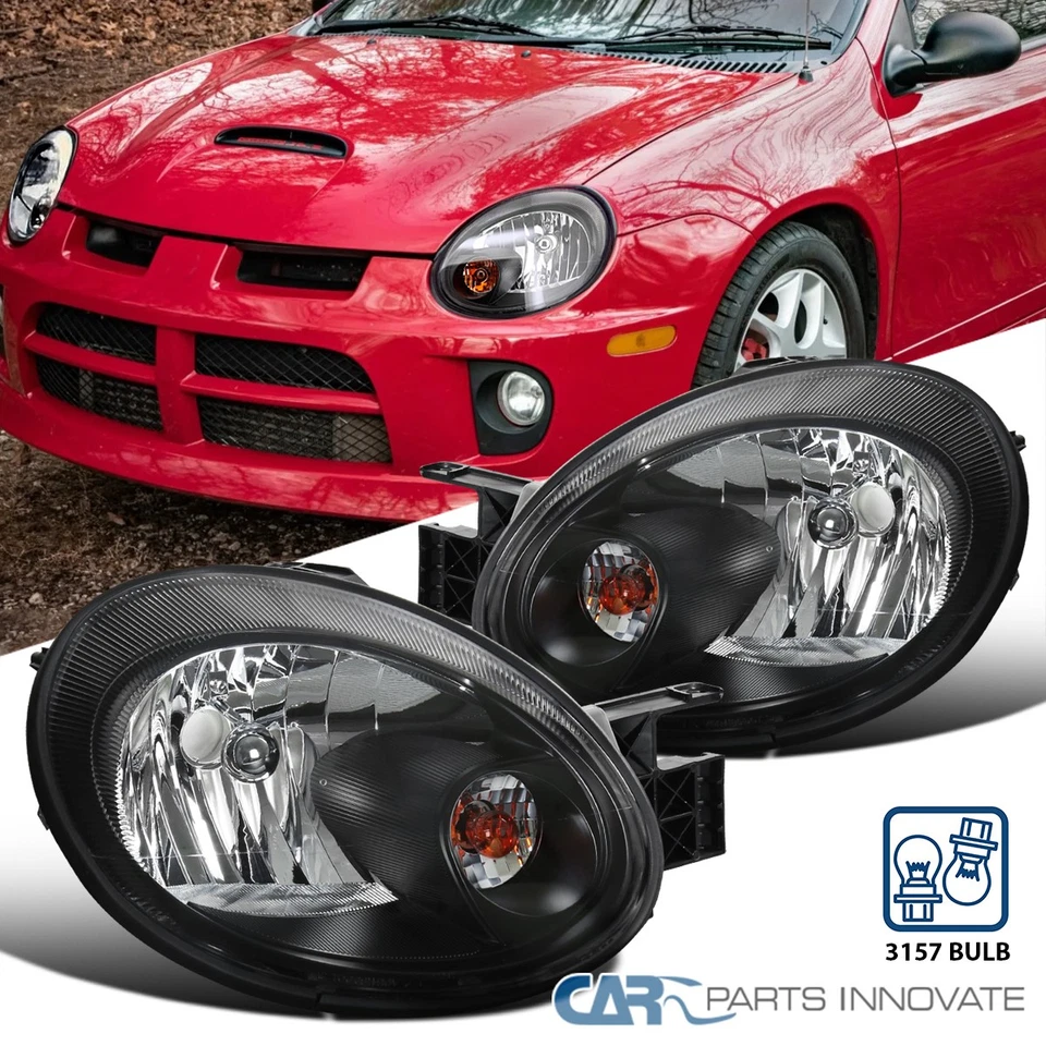 Headlights Headlamps Black Fits 2003-2005 Dodge Neon Left & Right Pair 03 04 05 - Изображение 1 из 4