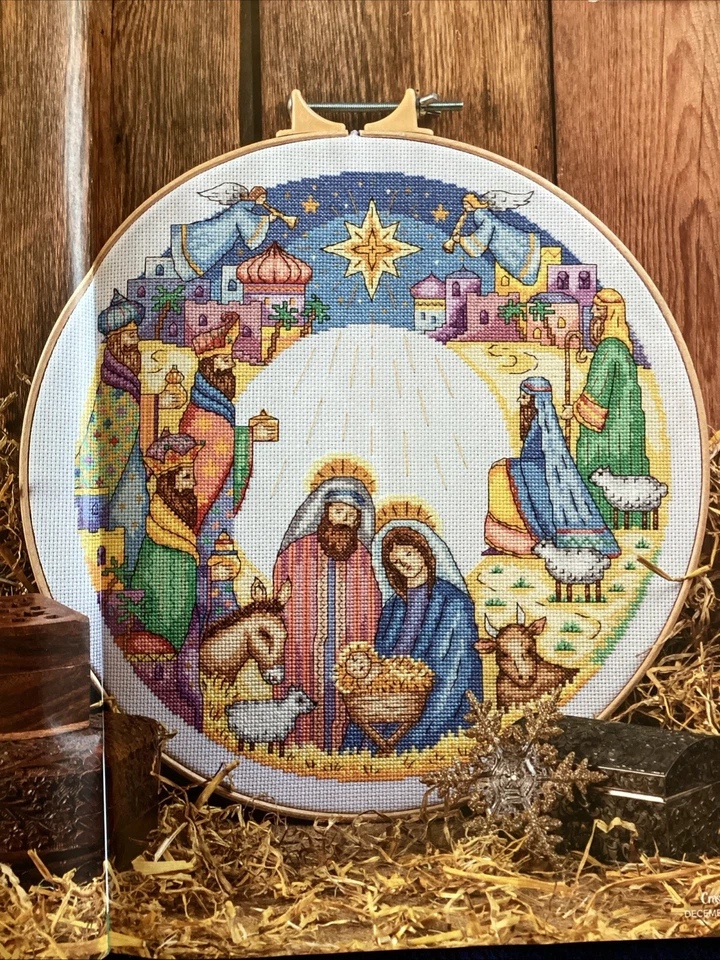 Silent Night Nativity Scene Angel Star Bethlehem Christmas Cross Stitch Chart - Image 1 of 1