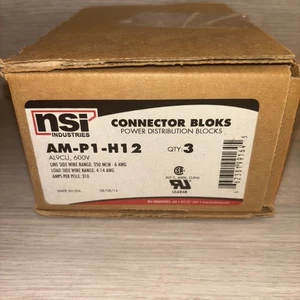 NSI AM-P1-H12 Power Distribution Block AMP1H12 350MCM-6AWG 310A Per Pole 3 Pack - Picture 1 of 3