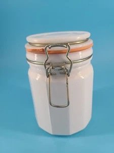 Tarro de vidrio de leche blanco con tapa abatible con paneles de 6 pulgadas - Imagen 1 de 5