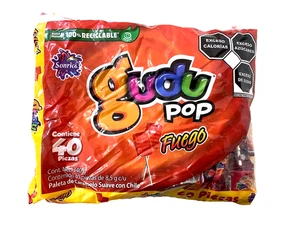 Sonrics Gudu Pop FuegoPaletas/Lollipops 40pzs 340g/1.2lb - Picture 1 of 2