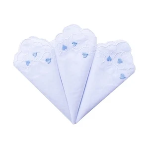 Ladies Embroidery Cotton White Handkerchiefs Lace Wedding Hankies Heart 3PCS - Picture 1 of 7