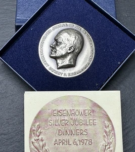 US PRESIDENT DWIGHT D EISENHOWER 1978 SILVER JUBILEE DINNERS MACO MEDALLION M37 - Picture 1 of 13