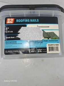 Grip-Rite 1 Zoll glatte galvanisch verzinkte Abstellgleis Dachnägel 10 Pfund - Bild 1 von 3