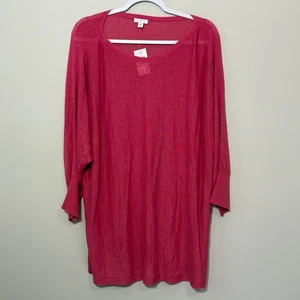 NWT J Jill Women's 3X Rosewine pink Sheer Top Tunic Lightweight Linen Blend SEE - Picture 1 of 7