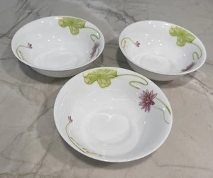 3 Uniware Opal Glass 6 3/8" Floral Lotus Lily Cereal bowls Break Resistant - Picture 1 of 9