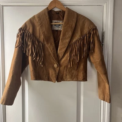 Vintage ADLER Women's Medium Suede Fringe Cropped Jacket - Image 1 of 4
