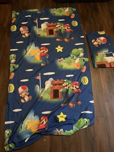 Super Mario Curtains 2 Panels 82x40 Pocket Panel For Rod Mario Brothers Decor - Picture 1 of 9