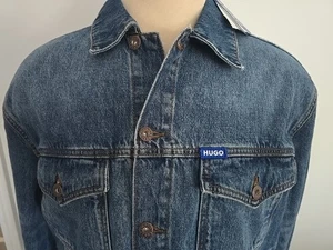 HUGO BOSS Dex Blue Tag New Men’s Cotton  Denim Trucker  Jacket Sz XL - Picture 1 of 18