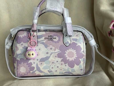 Coach Rowan Satchel Bag Floral Print CBG82 Ivory Purple Purse Crossbody NWT - Image 1 of 4