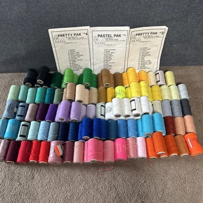 Lot of 115 New & Used Spools Punch Embroidery Yarn Acrylic Assorted Colors - Image 1 of 4