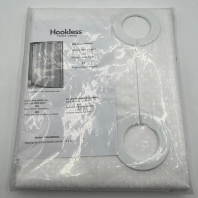 "Cortina de ducha Focus Hookless® 71"" x 74"" HBH016GA01 blanca NUEVA sellada envío gratuito" Foto 1 de 4