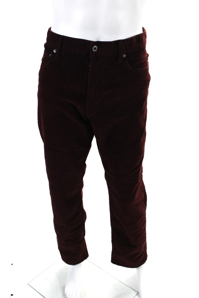 J Crew Men's Button Closure Flat Front Straight Leg Pant Burgundy Size 38 - Image 1 of 4