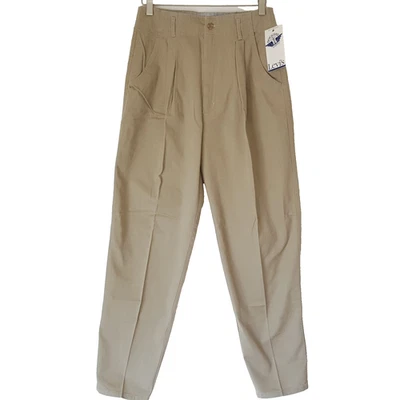 Vtg 80s Dockers Womens Pants Sz 10 Khaki Tan Super High Rise Pleated Chino 28" w - Image 1 of 4