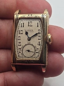 1930s Gruen Quadron 119 Engraved 14K GF Case Mens Watch For Repairs RARE 22mm - Picture 1 of 19